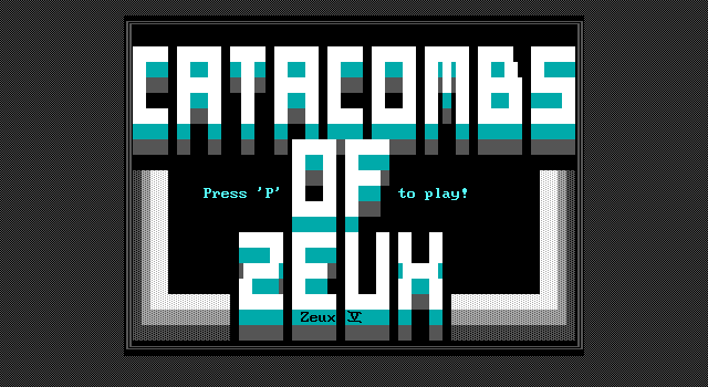 Title screen of 'Zeux 5: Catacombs of Zeux'.