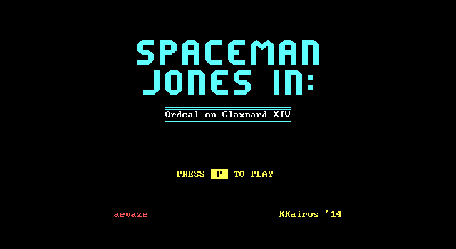 Title screen of 'Spaceman Jones in: Ordeal on Glaxnard XIV'.
