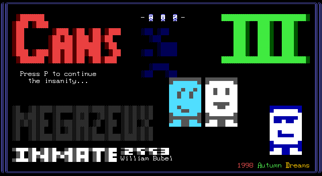 Title screen of 'Cans 3'.