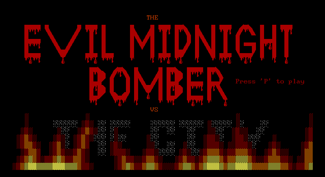 Title screen of 'Evil Midnight Bomber vs. the City'.
